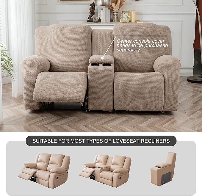 Genina Recliner Loveseat Covers, Stretch Reclining Sofa Covers, 2 Seater Couch - Image 2