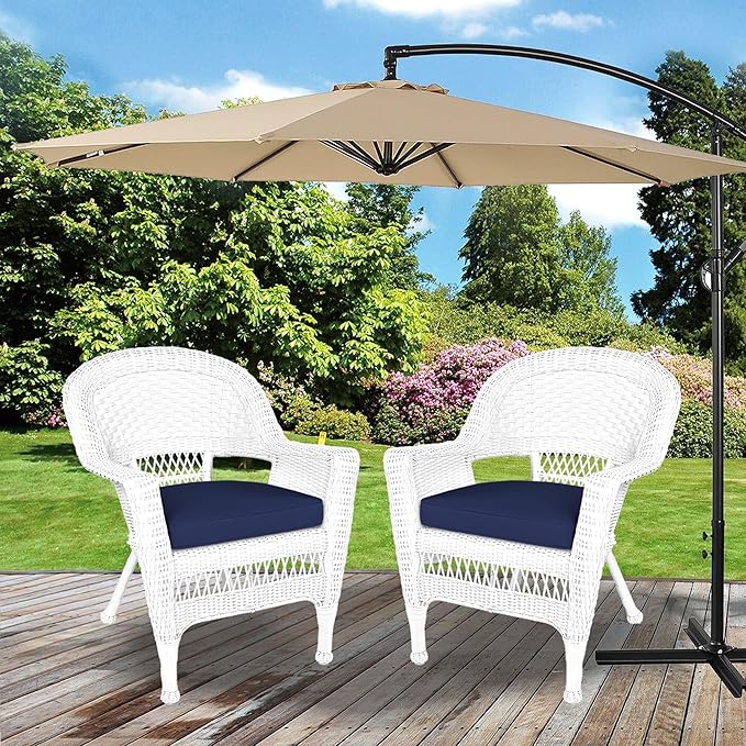 Jeco Wicker Chair with Blue Cushion - Image 8