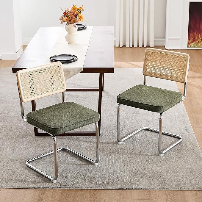 Zesthouse Natural Rattan Dining Chairs Set of 2, Mid Century Modern Dining - Image 2