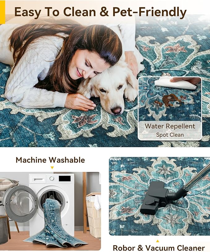 RELEANY Area Rugs 2'x6' Runner Rug Non Slip Washable - Image 5