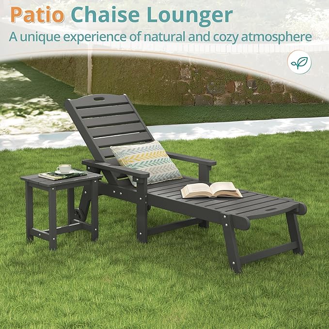 LUE BONA Lounge Chair Outdoor, HDPS Chaise Lounge Outdoor - Image 3
