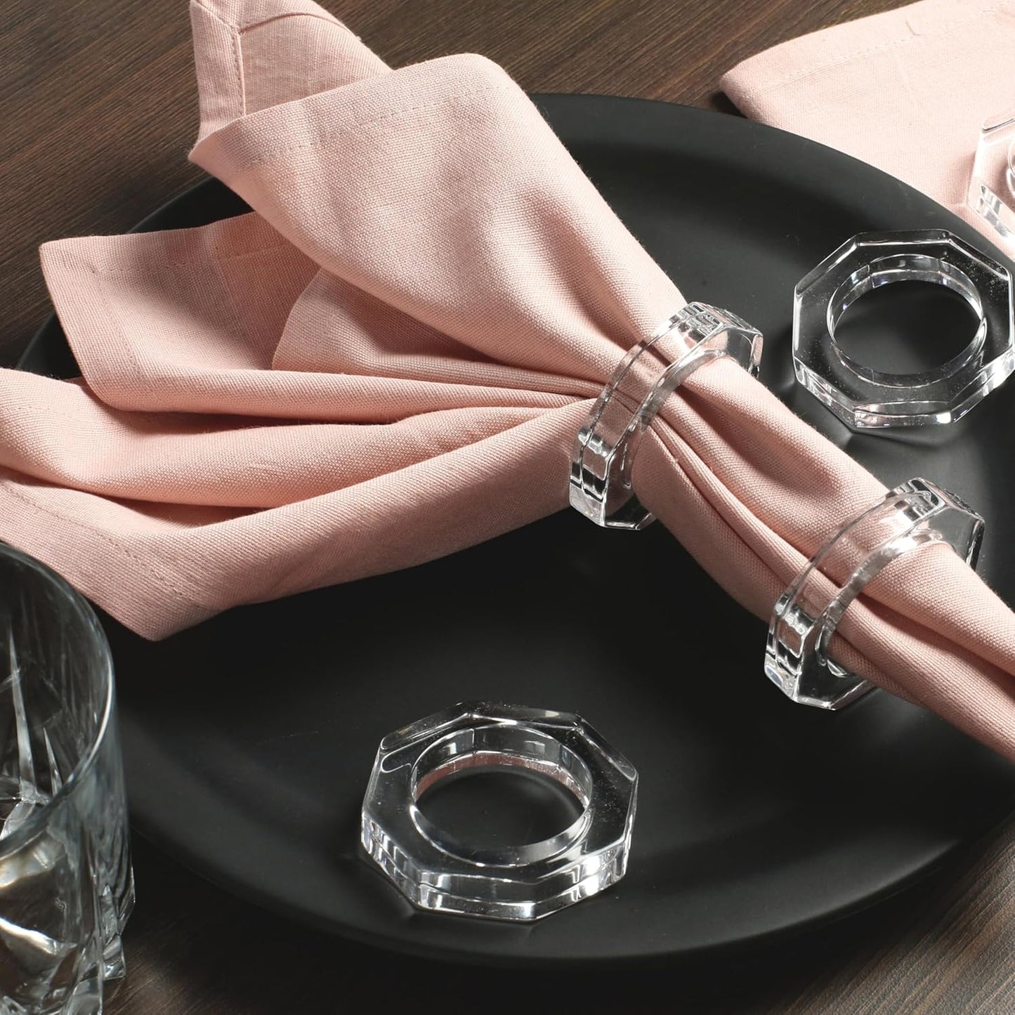 Acrylic Napkin Rings Set of 12 - Crystal Decorative Serviette Holders Ideal Décor for Weddings, Family Gatherings, Formal Dinners, Banquets & Everyday Dining (Transparent) - ALPHA Living HOME