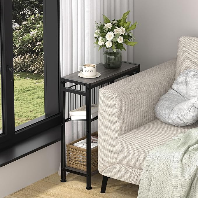 End Table Set of 2 for Small Space, 3-Tier Narrow Side Table - Image 4