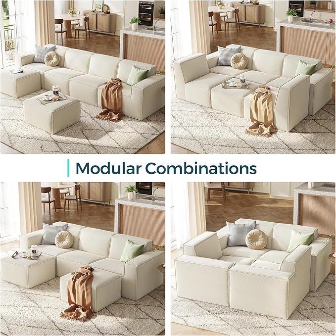 LINSY HOME Oversized Modular Sectional Sofa, Corduroy Sectional Couches - Image 7