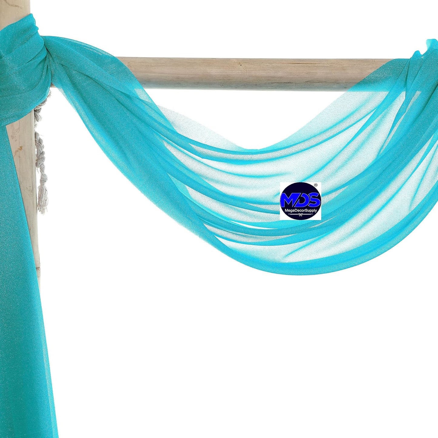 MDS Halloween Chiffon Draping Fabric - 1 Panel, 30" Wide x 50ft Long - Sheer Spooky Arbor & Canopy Drapery for Haunted House Backdrops, Party Ceilings, DIY Costumes & Themed Events - Peacock Blue
