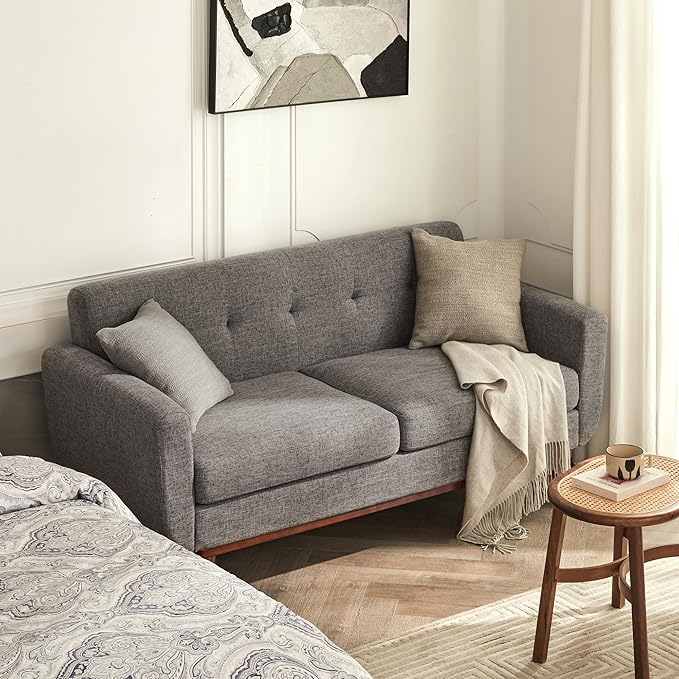 Kingfun 65.2" W Loveseat Sofa, Mid Century Modern Decor Love Seat Couches - Image 3