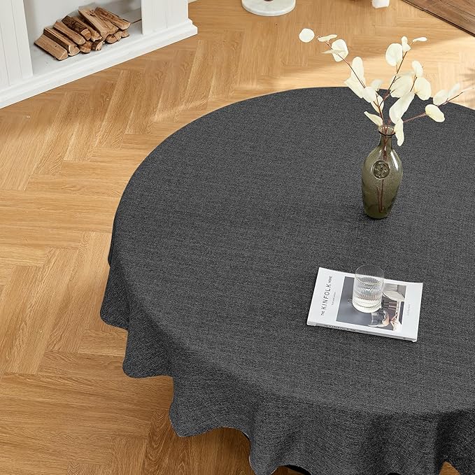 BALCONY & FALCON Round Tablecloth Washable Wrinkle Resistant and Water Proof by BALCONYFALCON