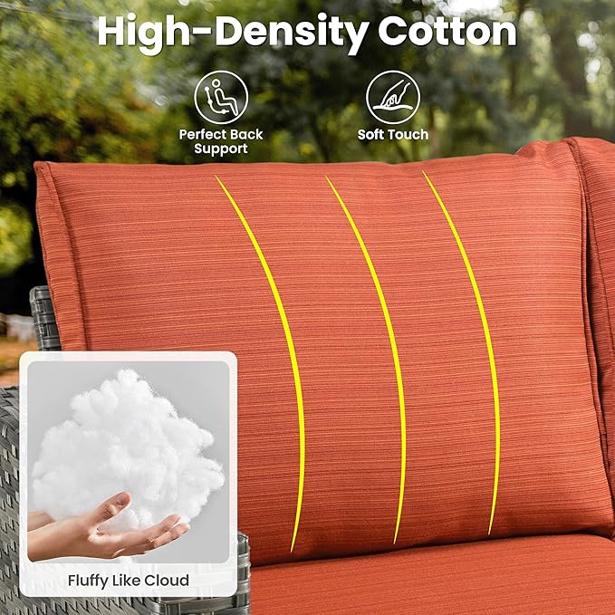 ovios 6 Pieces Patio Furniture Set, Outdoor Wicker Sofa Couch - Image 6