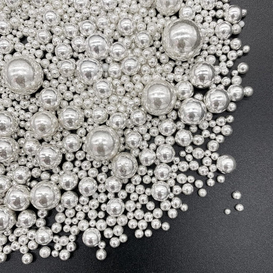Weraru Edible Silver Pearl Sugar Sprinkles Candy Mixing Size Baking Edible Cake Decorations Cupcake Toppers Cookie Decorating Celebrations Wedding Shower Party Chirstmas Supplies 120g/ 4.2oz