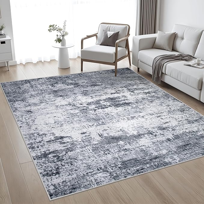 6x6 Area Rug Living Room Rug: Washable Modern Abstract Soft Thin Rug Indoor - Image 2
