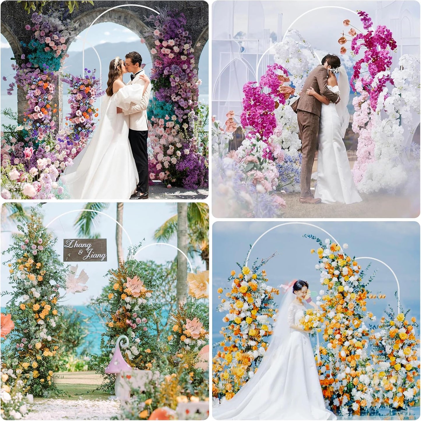 Wokceer Wedding Arch Stand 7.2FT, 6FT White Metal Arch Backdrop Stand Set of 2 for Birthday Party Wedding Ceremony Baby Shower Graduation Decoration