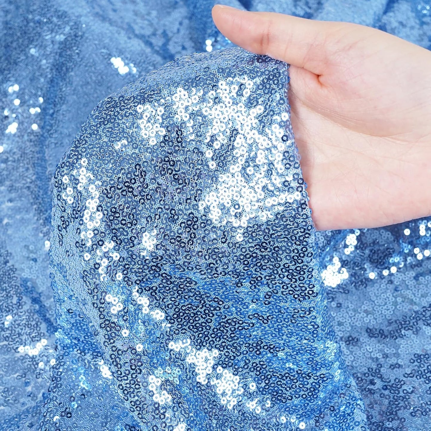 Poise3EHome 6FT x 8FT Sequin Photography Backdrop Curtain for Party Decoration, Baby Blue