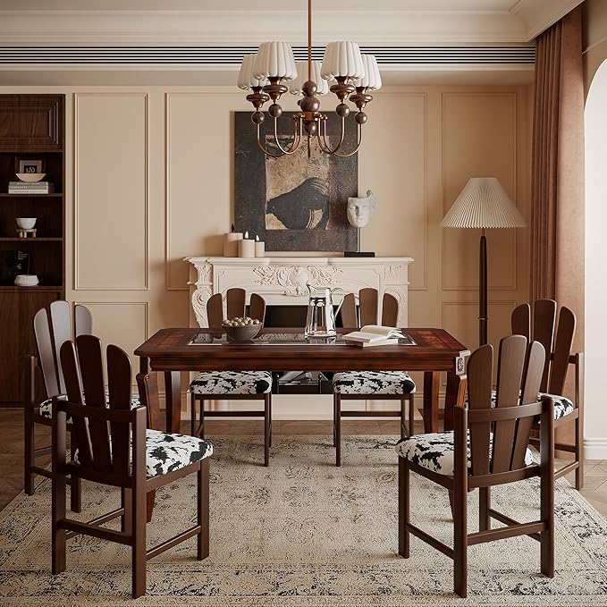 59” Dining Table with 8mm Tempered Glass Top, Farmhouse Kitchen Dinner Table - Image 5
