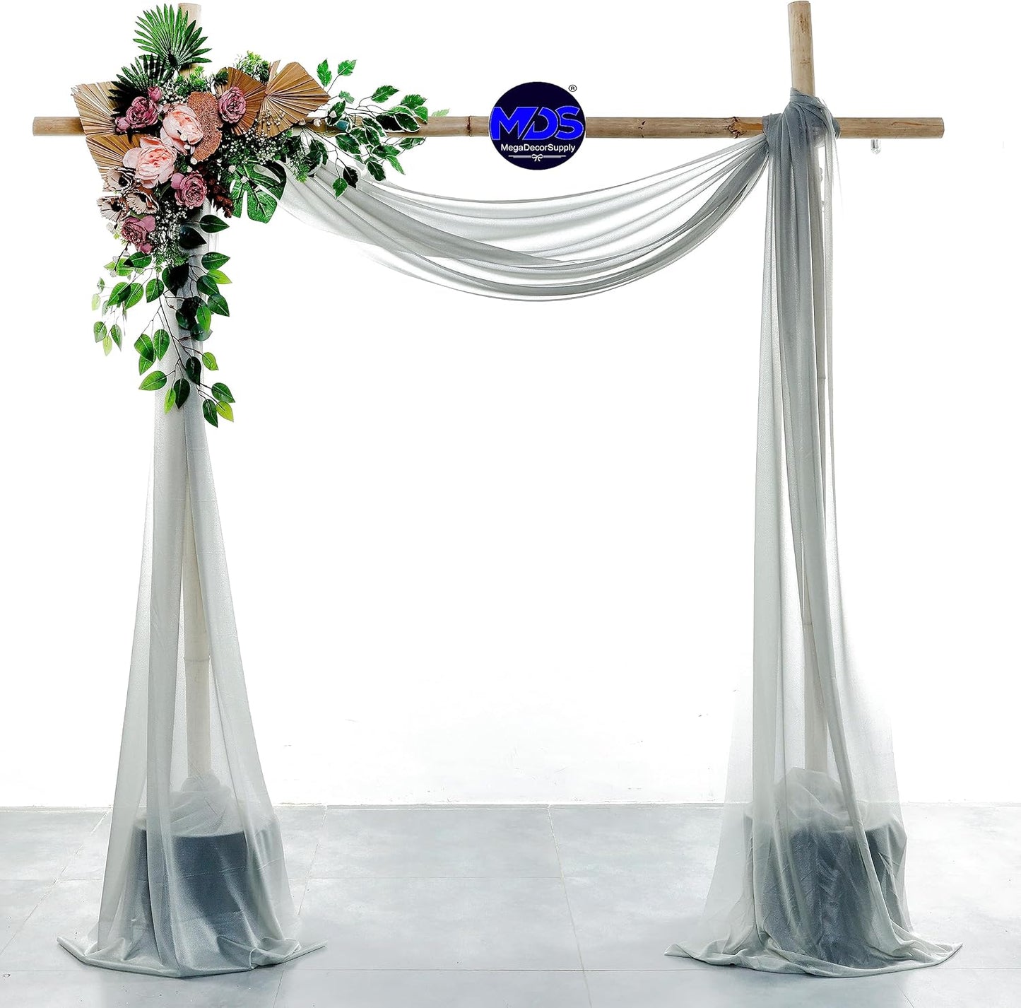 MDS Halloween Chiffon Draping Fabric - 1 Panel, 30" Wide x 75ft Long - Sheer Spooky Arbor & Canopy Drapery for Haunted House Backdrops, Party Ceilings, DIY Costumes & Themed Events - Gray