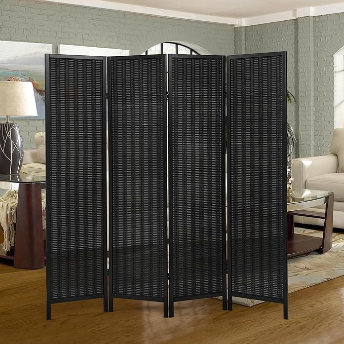 Roundhill Furniture Inkwell 4-Panel Bamboo Room Divider, Folding Portable by RoundhillFurniture
