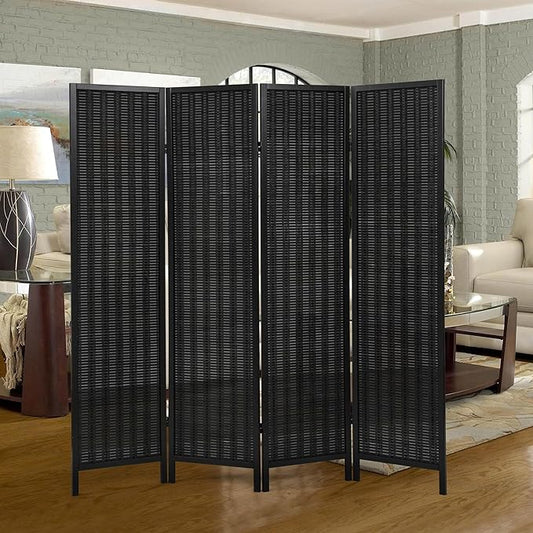 Roundhill Furniture Inkwell 4-Panel Bamboo Room Divider, Folding Portable by RoundhillFurniture