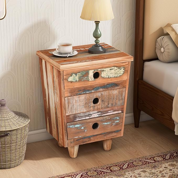 End Table Recycled Wood Nightstand, Side Table - Image 3