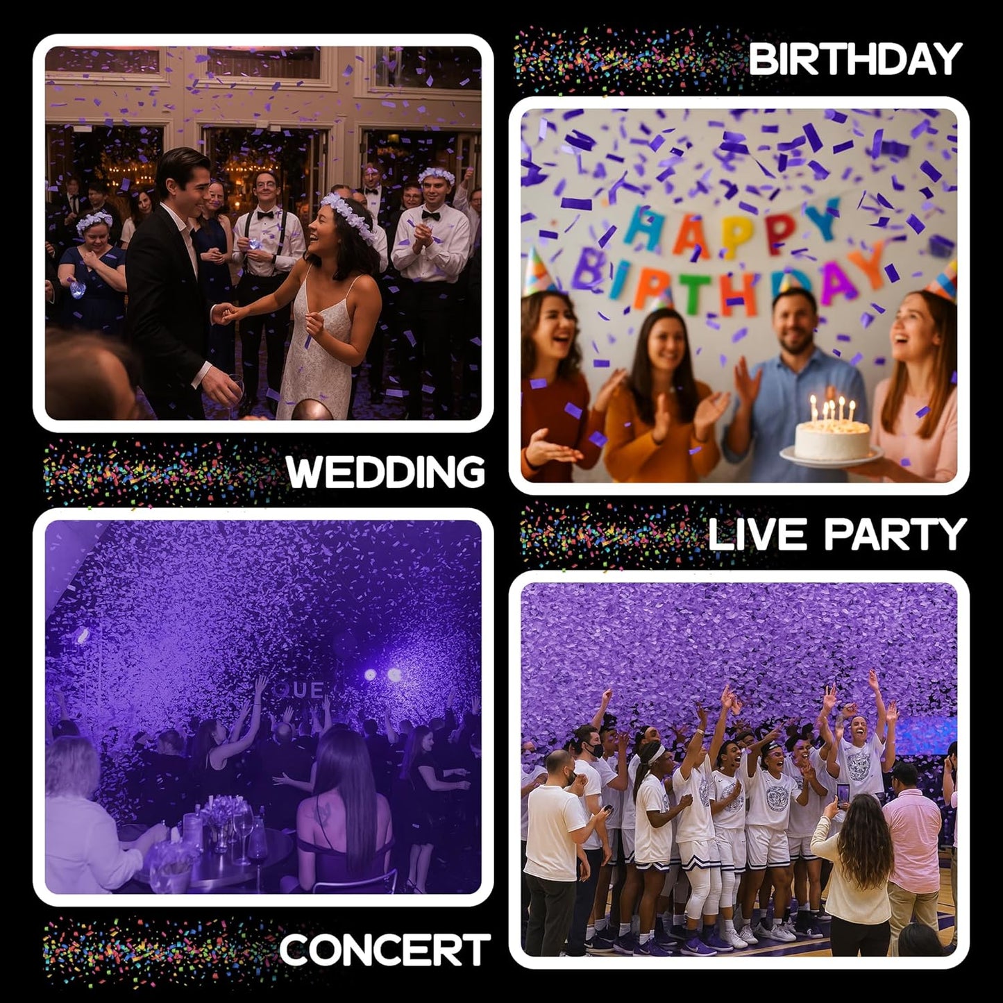 Ultimate Confetti, Purple Biodegradable Confetti - Rectangular Fluttering Tissue Paper Confetti for Cannon and Launcher use – Best for Gender Reveal, Wedding, Parties, and Live Events - 1 lb, 16 oz