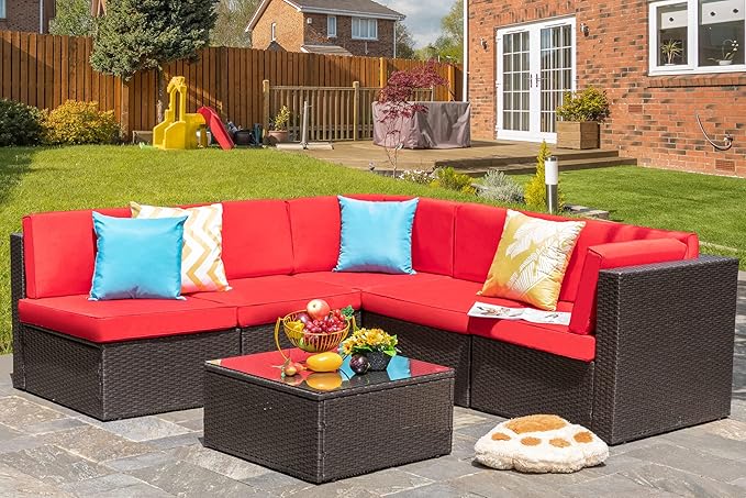 Vongrasig 6 Pieces Patio Furniture Set, Outdoor Sectional Sofa Couch, All - Image 8