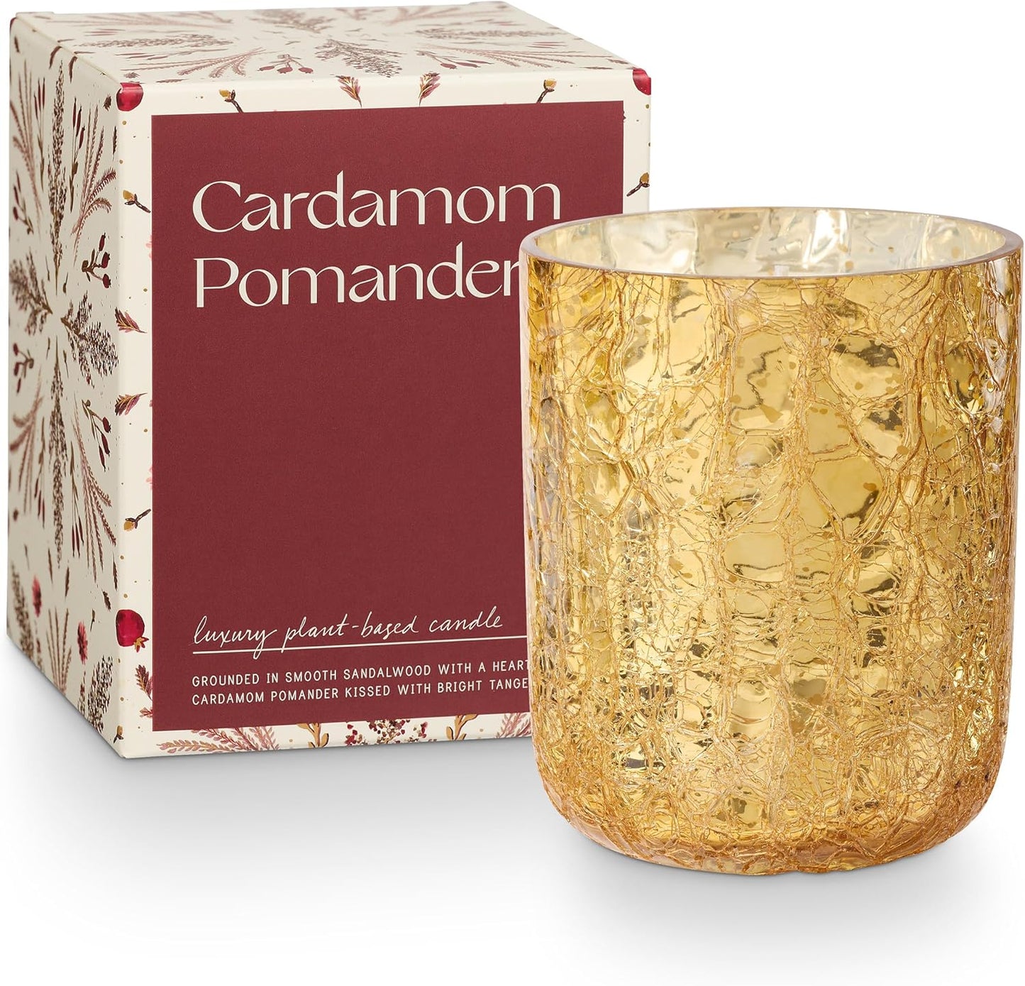 ILLUME Small Boxed Crackle Glass Candle, Cardamom Pomander