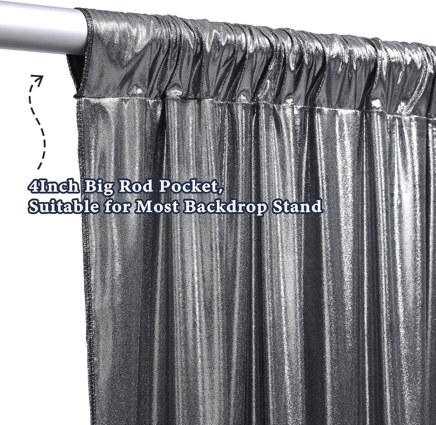 Outpain Thick 20 ft x 10 ft Black Silver Sequin Backdrop Curtain for Parties, Wrinkle Free Glitter Photo Backdrop Drapes 4 Panels 5x10ft Black Silver Back Drop Cloth for Wedding Photography Background