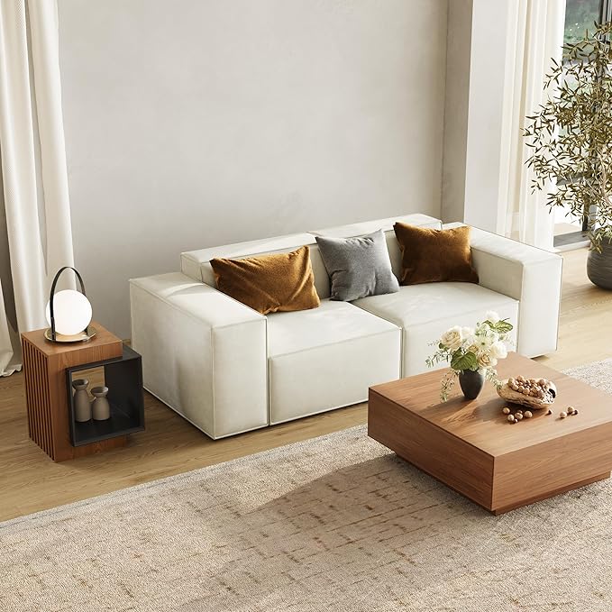 POVISON Minimalist Side Table, 17.71" Wood End Table - Image 3