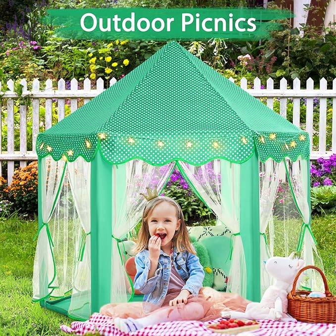 Monobeach Princess Tent Girls Green Large Playhouse Kids Castle Play Tent - Image 6