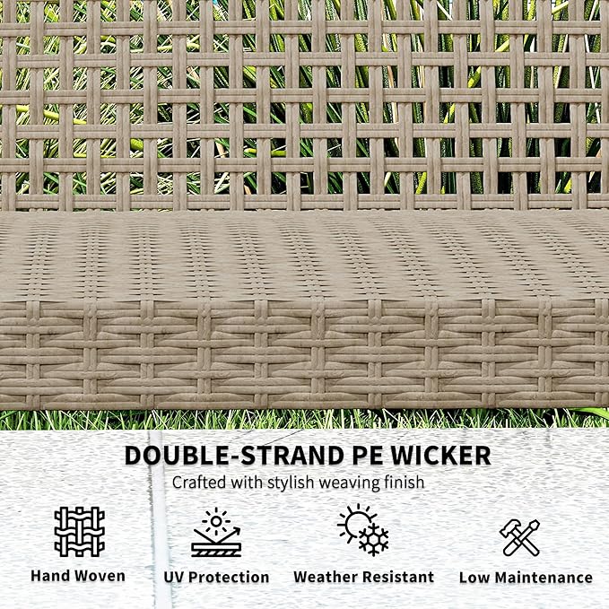 Outsunny Wicker Outdoor Couch, 3-Seat Rattan Outdoor Patio Sofa, 1000 lbs. - Image 5