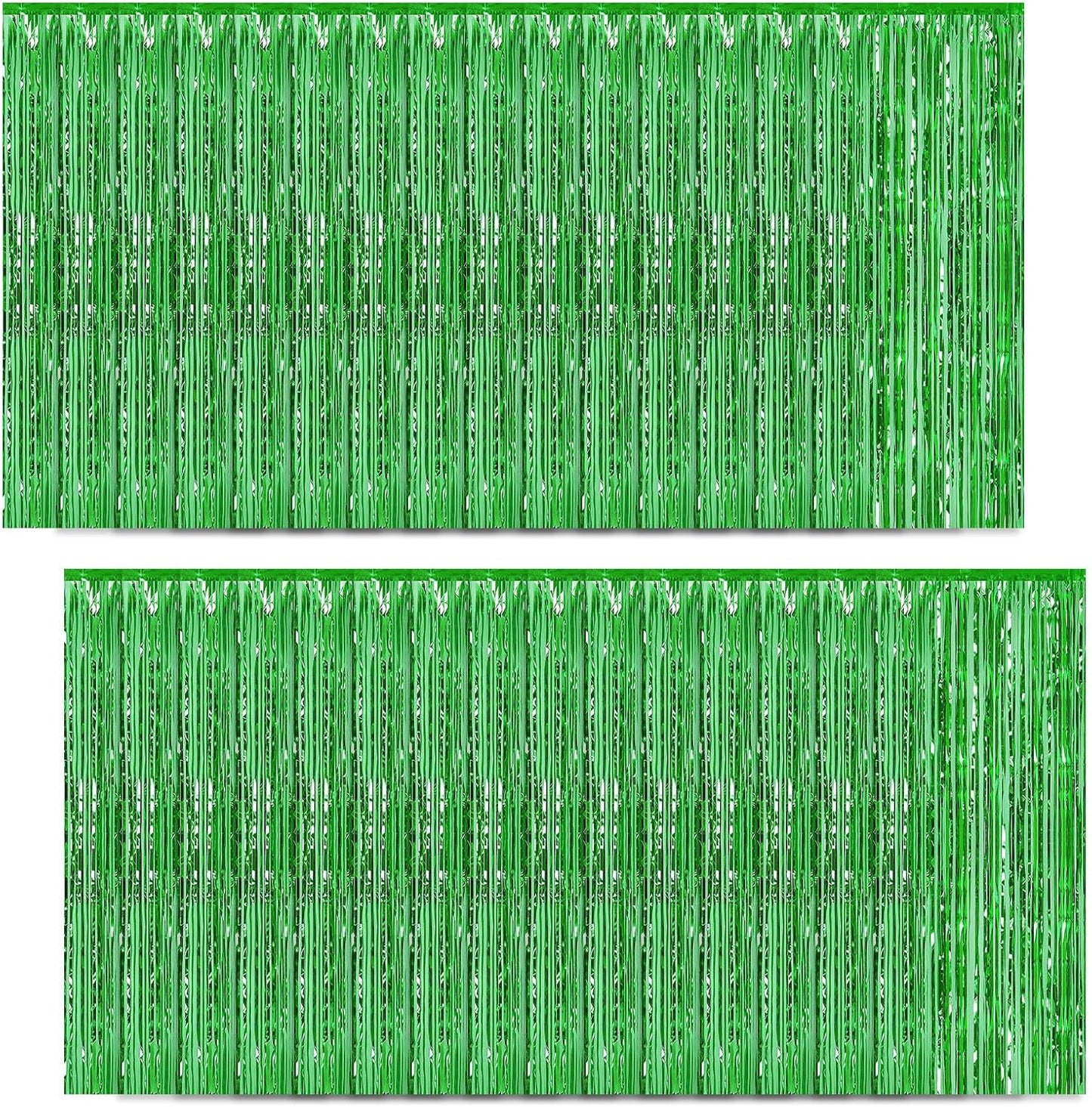 30 Pack Green Foil Fringe Curtain Backdrop, 3.3x8.2 Feet Metallic Tinsel Streamer Curtains Photo Booth Props for Birthday/Wedding/Bachelorette/Baby Shower/Christmas/New Year/Disco Party Decorations