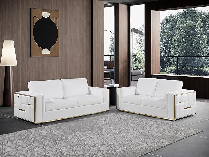 Blackjack Furniture Catania Modern Top Grain Italian Leather Sofa Set - Image 11