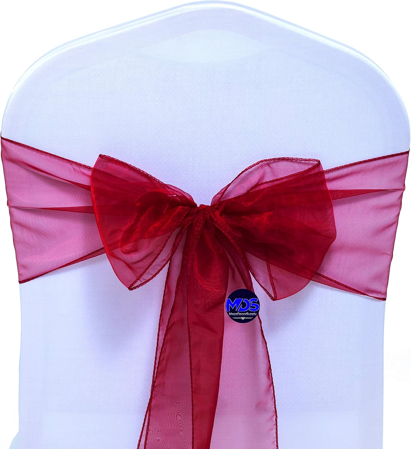 MDS Pack of 200 PCS Organza Chair Sashes Wider Dining Chair Bows Ribbon Tie Back for Wedding Party Birthday Bridal Shower Reception Event Banquet Home Chair Cover Decoration - Maroon
