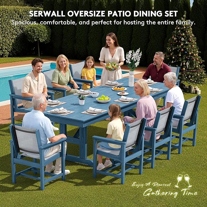 SERWALL 9 Piece Outdoor Dining Set - Image 6