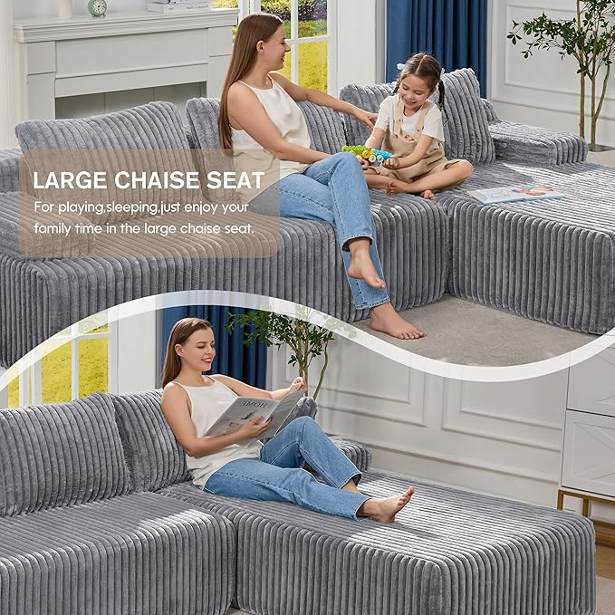 Hobestluk Modular Sectional Sofa Couches L-Shape Couch 3 Seat Modular Sofa - Image 4
