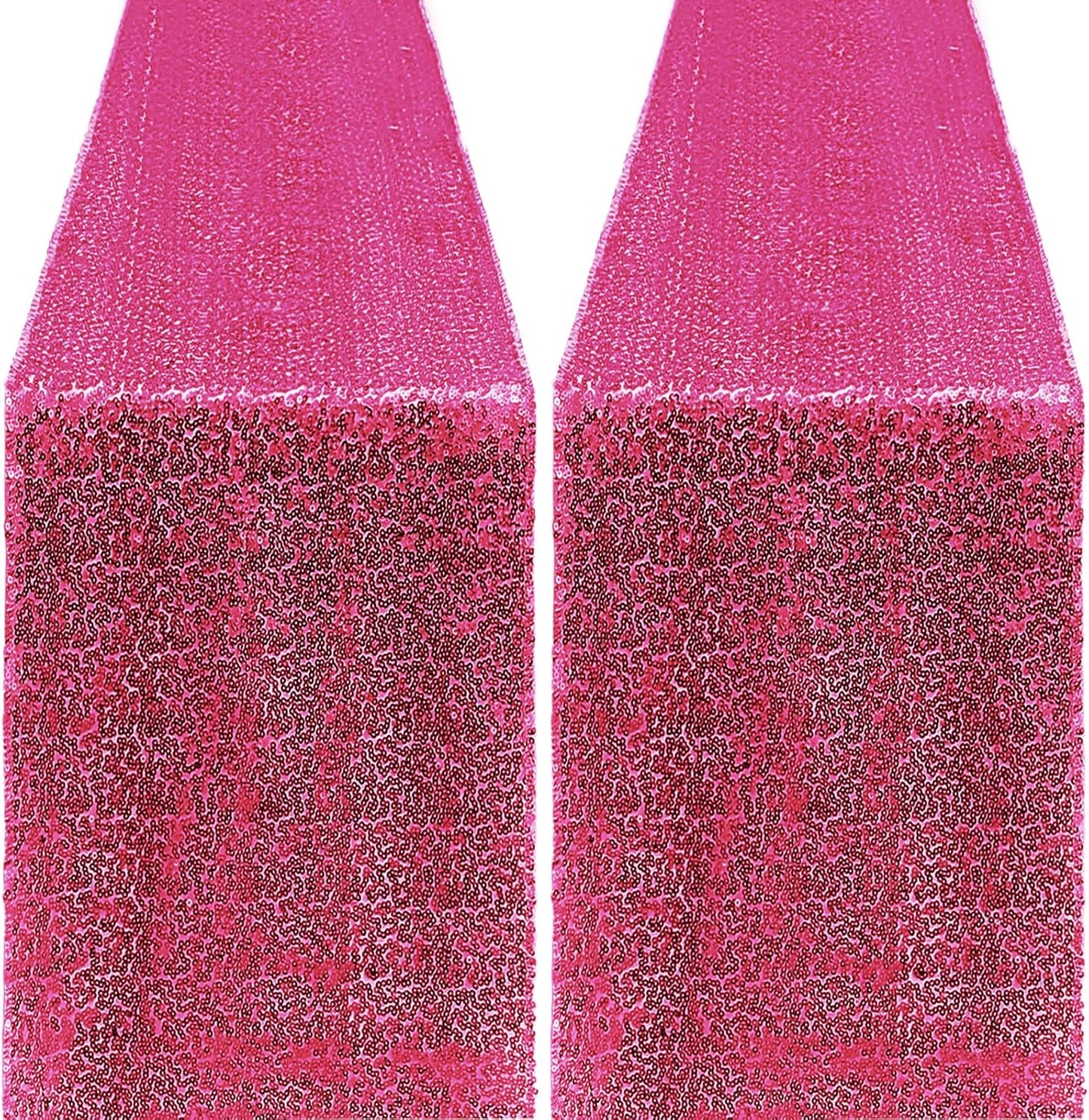 2 Packs 12 x 72 inches Sequin Table Runner, Hot Pink Glitter Table Runner for Birthday Party Supplies Wedding Engagement Baby Shower Holiday Celebration Event Decorations