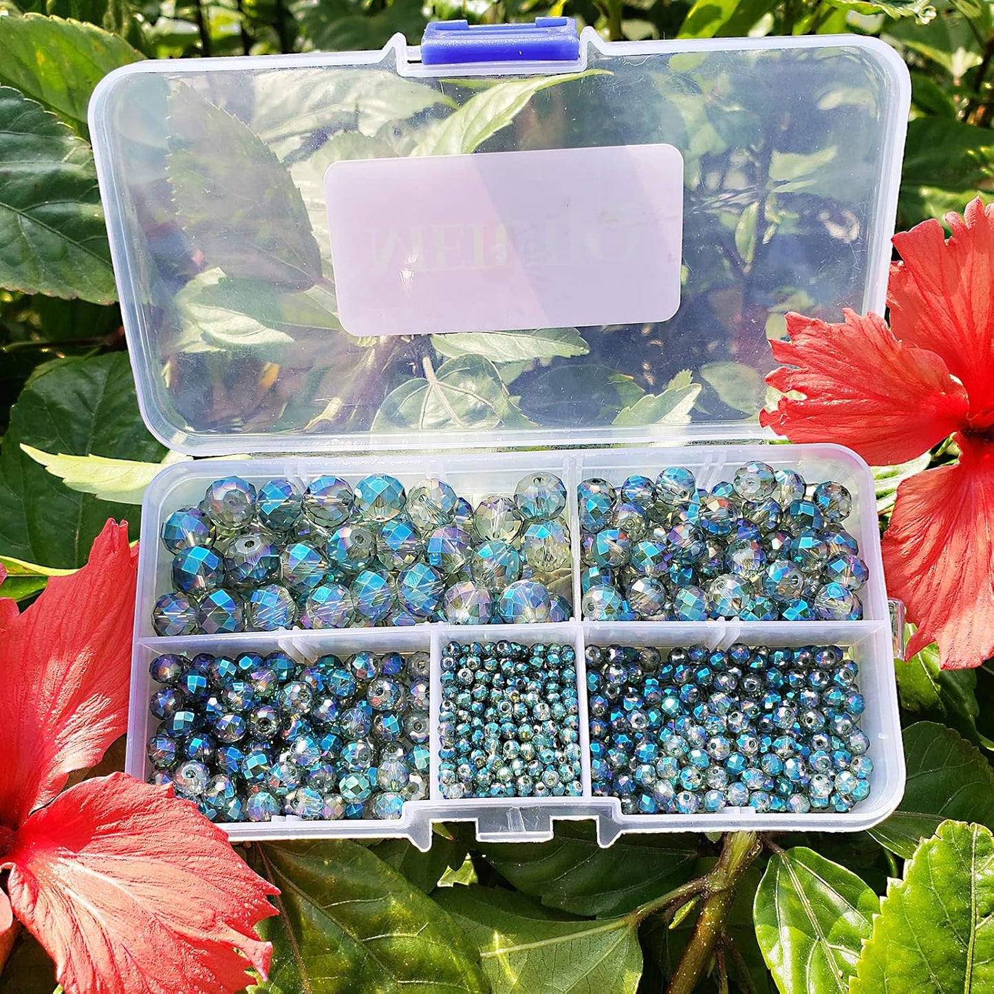 2-10mm Briolette Rondelle 810pcs Clear Green Crystal Glass Beads Faceted Shape Crystal Spacer Beads for Bracelet Necklace Decorative Hand Jewelry Making (2/4/6/8/10mm Clear Green)