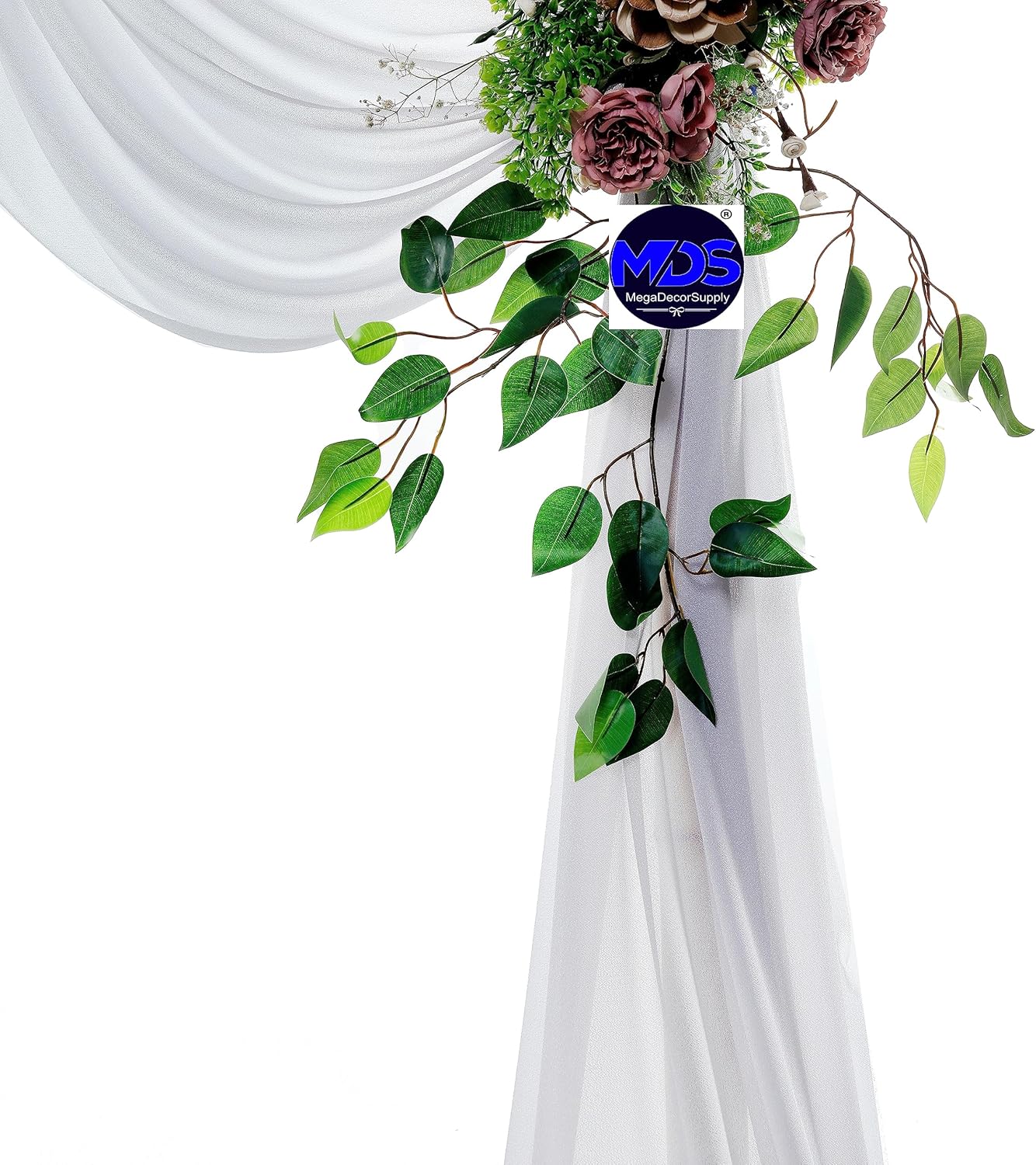 MDS Halloween Chiffon Draping Fabric - 2 Panel, 30" Wide x 100ft Long - Sheer Spooky Arbor & Canopy Drapery for Haunted House Backdrops, Party Ceilings, DIY Costumes & Themed Events - Cool Gray