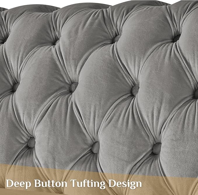 DAMAIFROM Mid Century Modern Chesterfield Sofa Couch, 3 Seat Tufted Sofas - Image 4