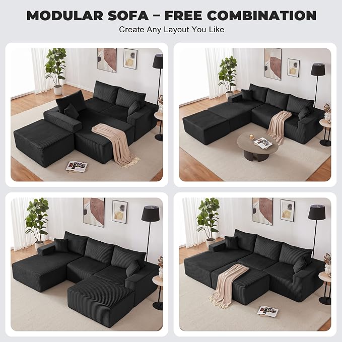 Weture 108” Modular Sectional Couches, Modern Modular U-Shape Sofa - Image 3