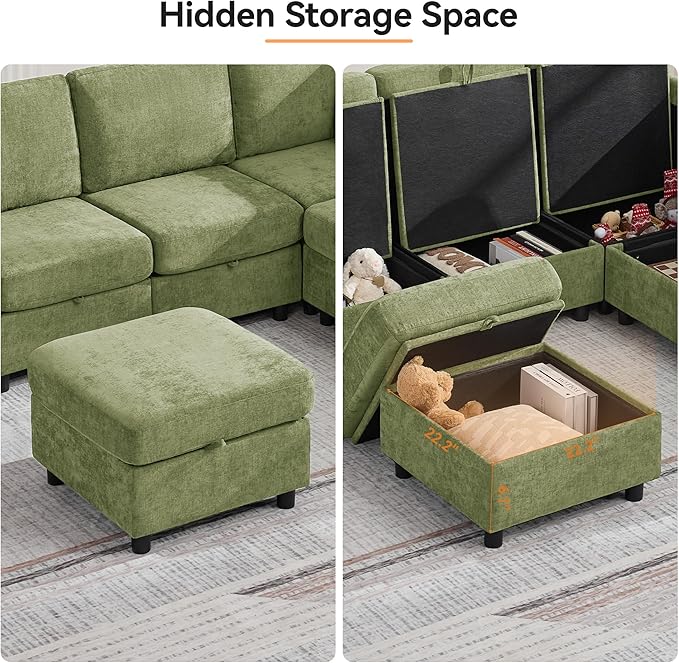 127'' Oversized U Shaped Modular Sofa, Sectional Couches - Image 7