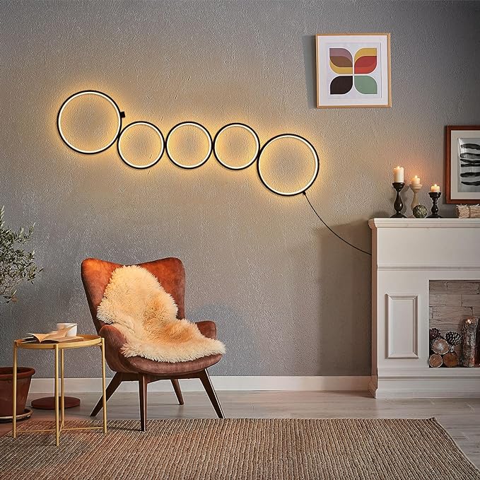 NUÜR Modern 5-Ring LED Floor Lamp, 43.3" Artistic Nesting Circle Standing Lamp - Image 2