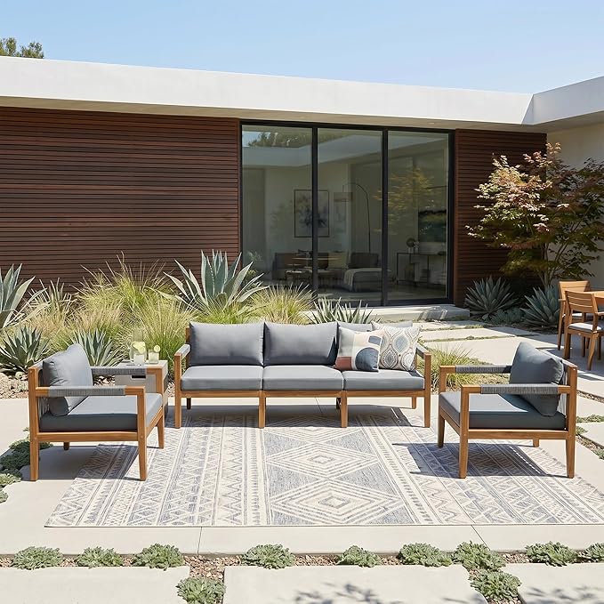 VilroCaz 3-Piece Patio Conversation Set, All Weather Sectional Sofa Set - Image 2