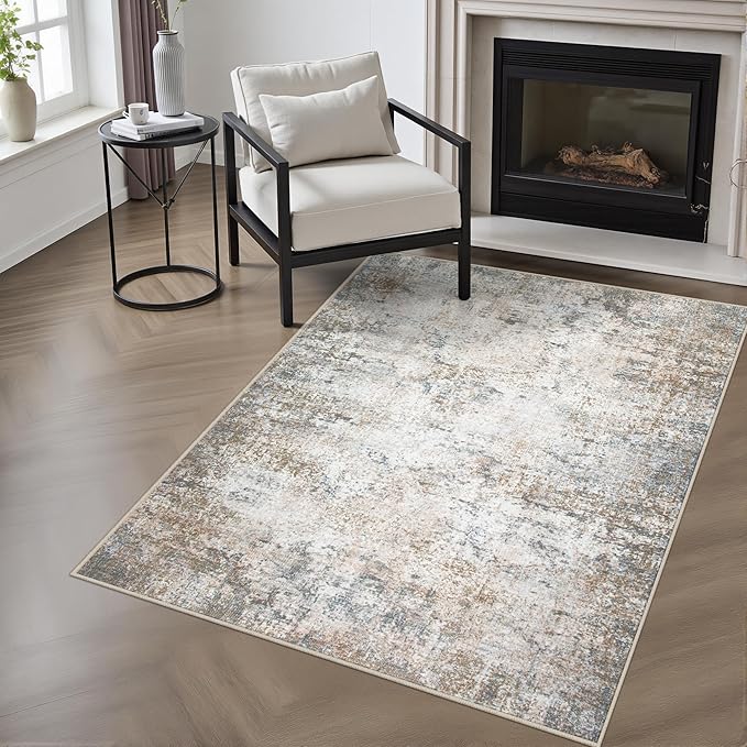Washable Area Rug 3x5 Entryway Rug: Washable Modern Abstract Soft Thin Rug by FXRHLP