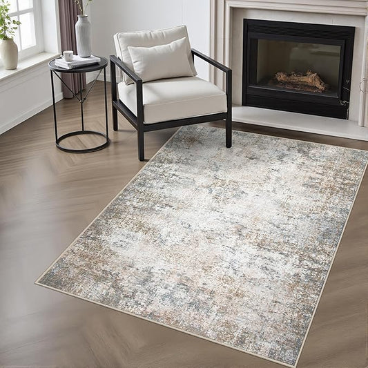 Washable Area Rug 3x5 Entryway Rug: Washable Modern Abstract Soft Thin Rug by FXRHLP
