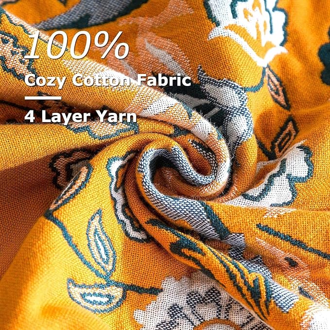 LUTBM Boho Throw Blanket for Bed 100% Cotton Soft Lightweight Quilt Reversible - Image 6