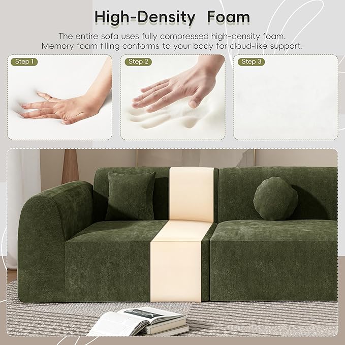 Merax 3-Piece 140" Sectional Modular Sofa Set, 4 Seat Curved Modern Cloud Couch - Image 6