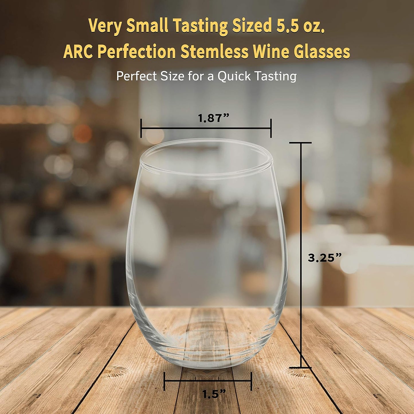 DISCOUNT PROMOS Stemless Wine Glasses by ARC 5.5 oz. Set of 12, Bulk Pack - Perfect for Hotel, Bar, Restaurant or Lounge - Clear