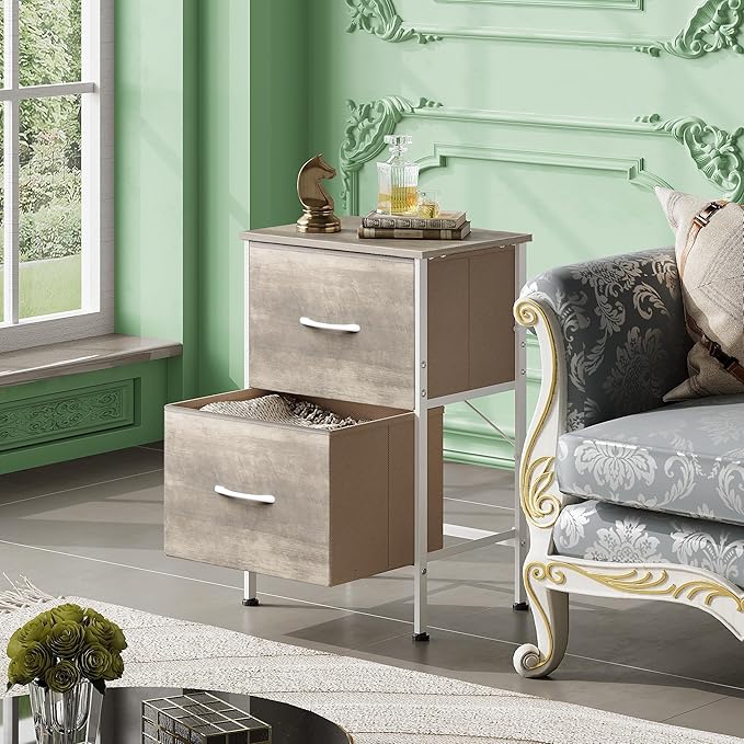 WLIVE Night Stand, Greige Nightstand - Image 4
