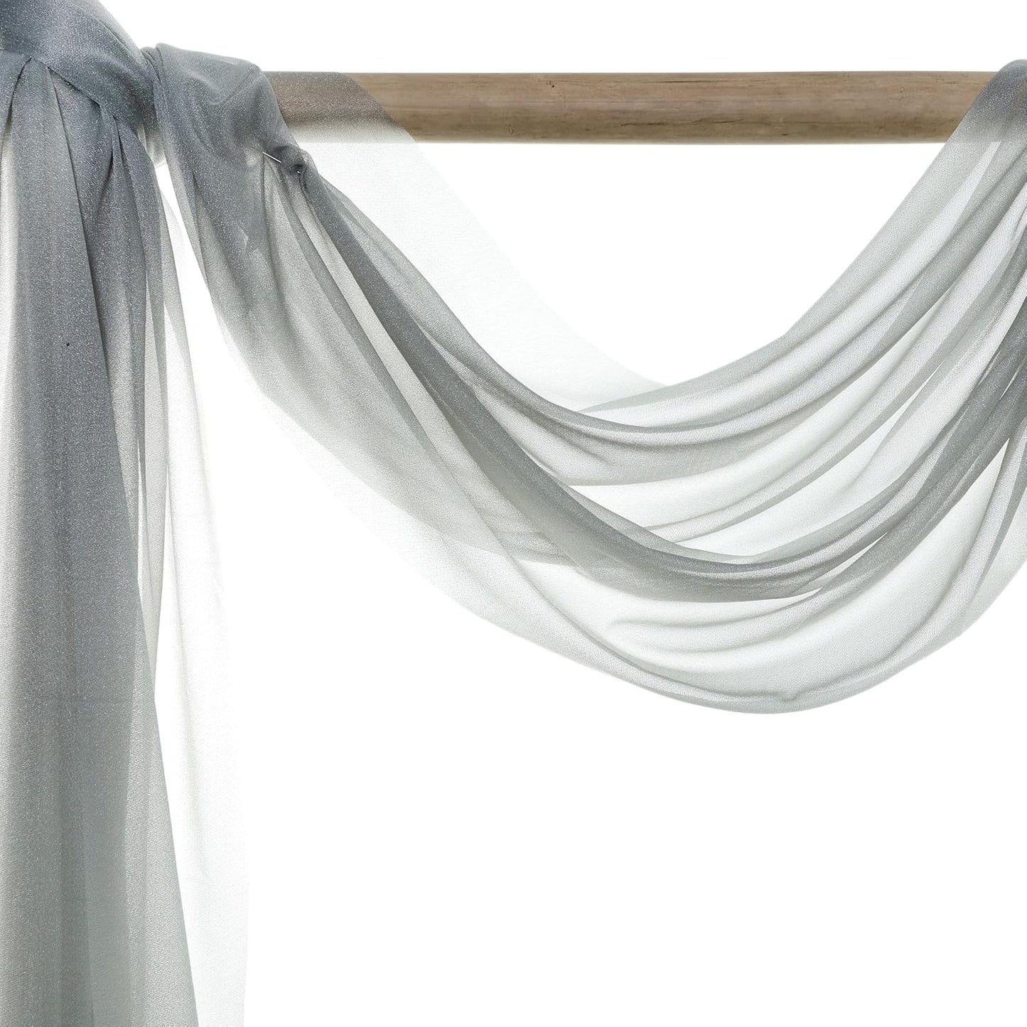 VDS Pack of 1 Panel (30 Inch X 40 Feet) Wedding Arch Draping Fabric Sheer Chiffon Fabric Drapery for Wedding Ceremony Reception Swag Backdrop Canopy Chuppah ARBO Altars Decoration (Grey)