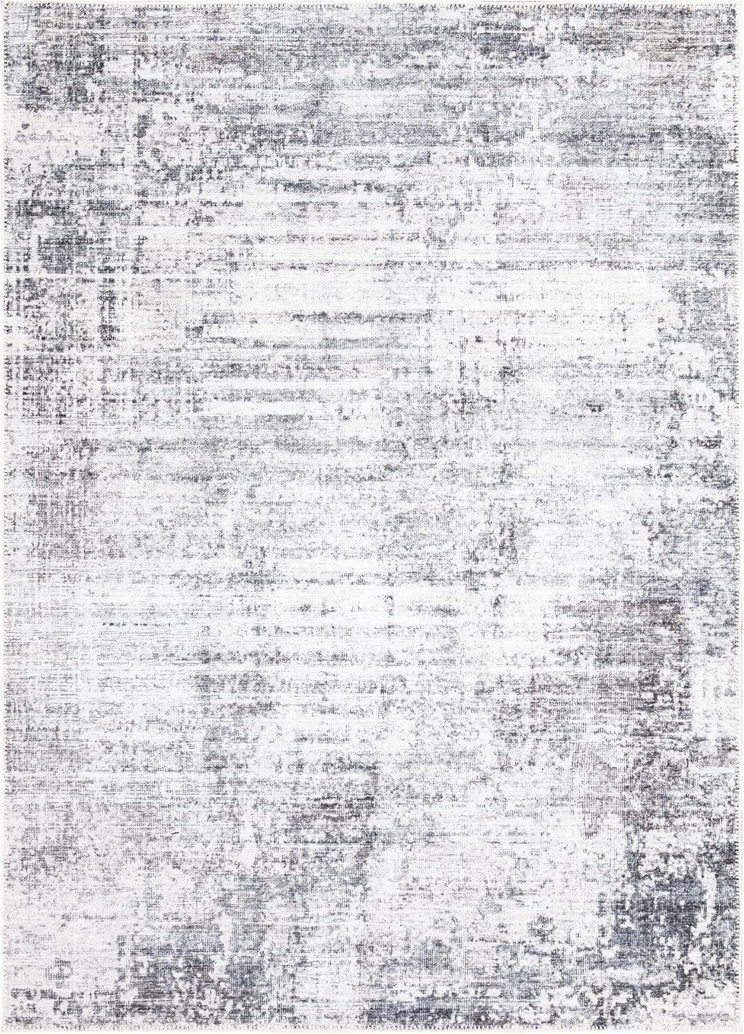 Bloom Rugs Washable Non-Slip 9' x 12' Rug - Gray/Charcoal/Blue Modern Abstract Area Rug for Living Room, Bedroom, Dining Room, and Kitchen - Exact Size: 9' x 12'