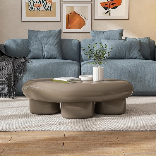 24/7 Shop at Home Kavren Modern 37-inch Oval Glossy Low Profile Coffee Table by 247SHOPATHOME